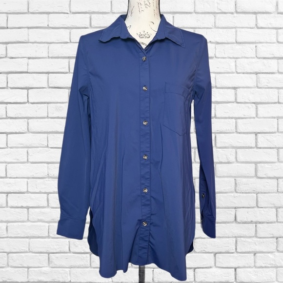 Lysse Navy Button-Up Shirt - Picture 1 of 7
